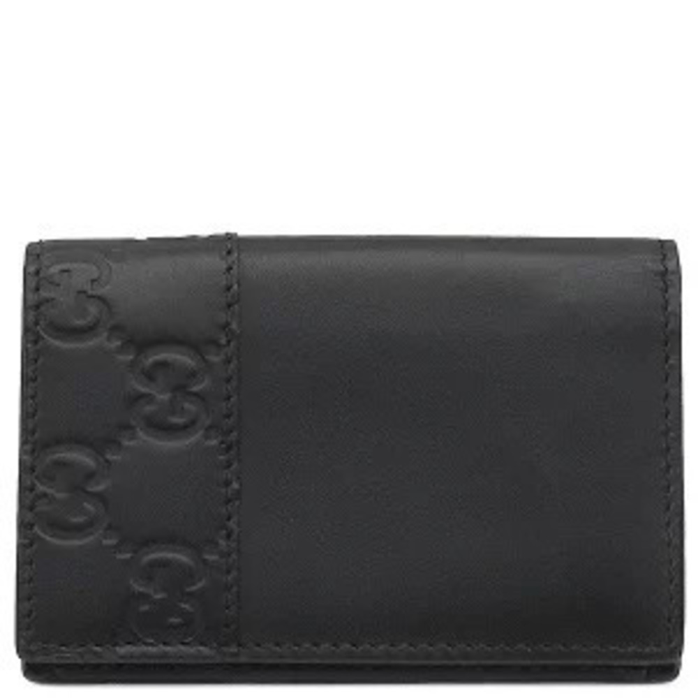 Gucci Card Case Wallet Gucci Guccissima Leather Black Bi fold Business H